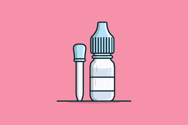 Eyedropper with Bottle vector illustration. Health and medical object icon concept. Bottles for medical products, vape e liquid, Eye drop, medical bottle vector design with shadow.