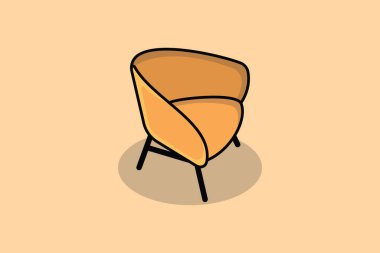 Sofa chair, armchair for living room vector illustration. Interior indoor objects icon concept. Furniture for the home and office decoration vector design with shadow. Comfortable sitting sofa icon.