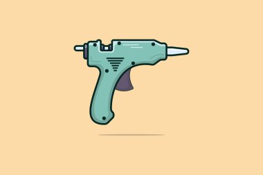 Electric Hot Glue Gun vector illustration. Repairing hand tool object icon concept. Hot pistol equipment for craft and art vector design. Hand tool for gluing, repairing, adhesive fixation.