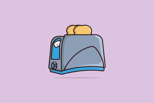 Two Fried Bread Pieces Toaster Vector Illustration Break Fast Food — Stockvektor