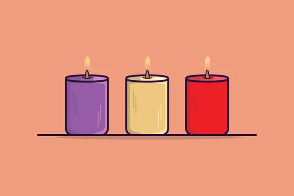 Σύνολο Burning Candles Διανυσματική Απεικόνιση Spa Και Ομορφιά Έννοια Εικονίδιο — Διανυσματικό Αρχείο