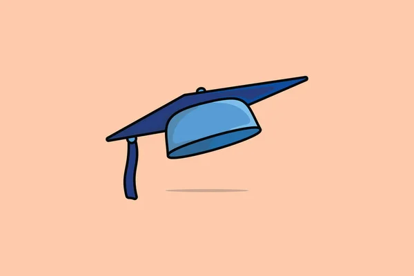 Graduation Cap Vector Illustratie Educatie Object Icoon Concept Scholarship Logo — Stockvector