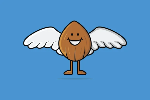 Coconut Fruits Cartoon Charakter Mit Flügeln Vektorillustration Essen Und Wildtiere — Stockvektor