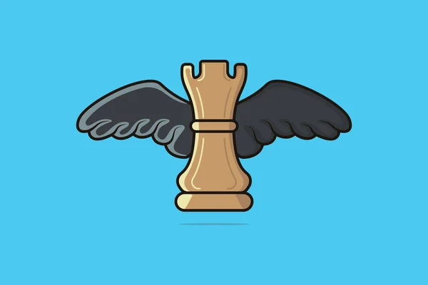 Flying Rook Σκάκι Κομμάτι Φτερά Διανυσματική Απεικόνιση Αθλητισμός Και Αναψυχής — Διανυσματικό Αρχείο