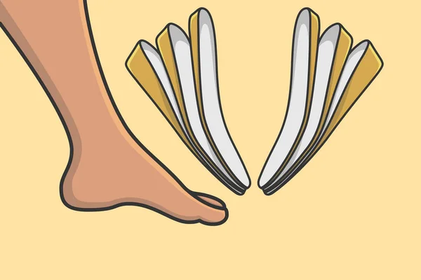 Bekväma Skor Insulor Med Human Foot Vektor Illustration Mode Objekt — Stock vektor