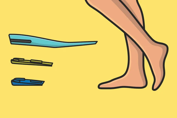 Bequeme Schuheinlagen Mit Human Foot Vektor Illustration Modeobjekt Ikone Konzept — Stockvektor