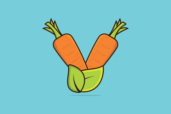 Karottengemüse Mit Vektorabbildung Der Grünen Blätter Food Nature Icon Konzept — Stockvektor