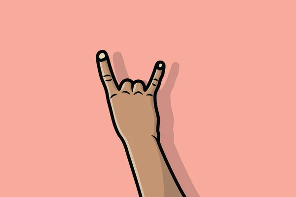 Rock Sign Hand Gesture Διανυσματική Απεικόνιση Άνθρωποι Χέρι Αντικείμενα Έννοια — Διανυσματικό Αρχείο