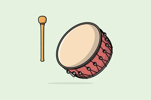 Drum Snare Com Sticks Ilustração Vetorial Conceito Ícone Objeto Instrumento —  Vetores de Stock