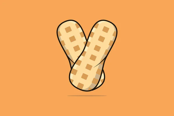 Tasty Peanut Vegetable Vector Illustration 아이콘 오렌지 바탕에 스타일의 디자인 — 스톡 벡터