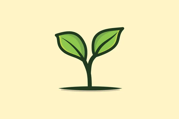 绿树生长生态概念矢量图解 自然物体图标概念 种子在地里发芽 种植树木的农业图标 — 图库矢量图片#