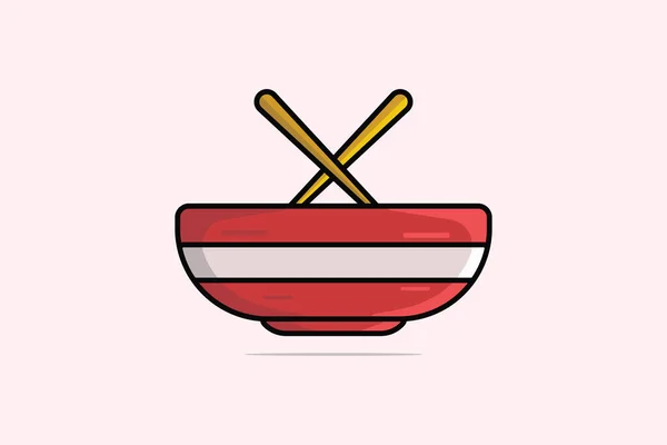 Tigela Chinesa Vermelha Com Ilustração Vetorial Chopsticks Conceito Ícone Objetos —  Vetores de Stock