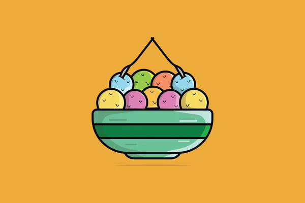 Вкусная Векторная Иллюстрация Кубка Мороженого Летняя Еда Икона Объекта Мороженого — стоковый вектор