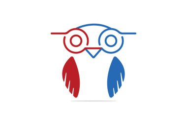 Modern renkli logo tasarımında baykuş logosu vektörü. Baykuş simgesi vektörü beyaz arkaplanda izole edildi. Baykuş yaratıcı simge logosu tasarımı.