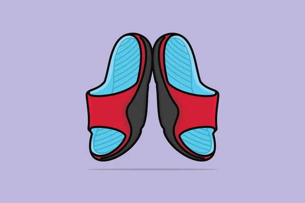 Pair Men Footwear Slipper Shoe Vector Logo Design 남성은 아이콘 — 스톡 벡터
