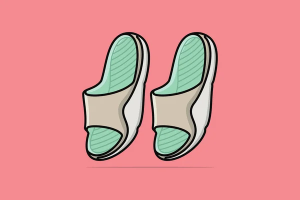 Pair Men Footwear Slipper Shoe Vector Logo Design 남성은 아이콘 — 스톡 벡터