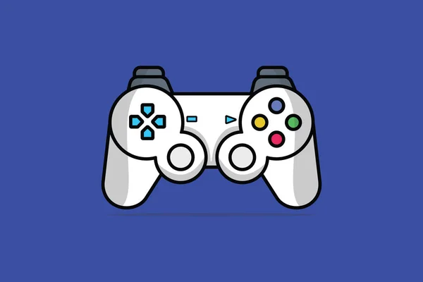 视频游戏控制台矢量说明 体育游戏对象图标概念 带有蓝色背景阴影的Joystick游戏平台或游戏控制器矢量设计 — 图库矢量图片