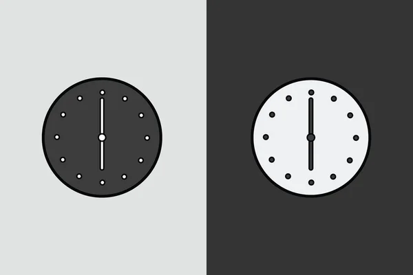 White Black Wall Office Clock Vektorová Ilustrace Koncept Ikony Domácího — Stockový vektor