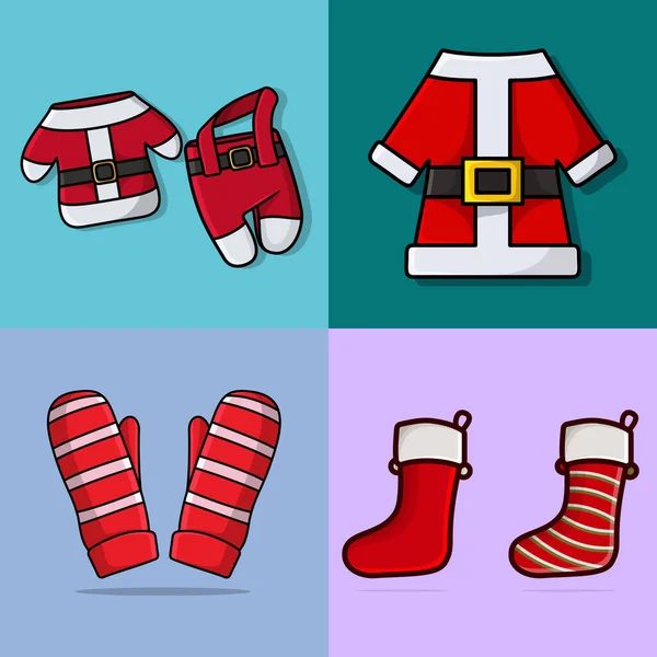 Conjunto Símbolos Navidad Decoraciones Ilustración Vectorial Concepto Diseño Objetos Vacaciones — Archivo Imágenes Vectoriales