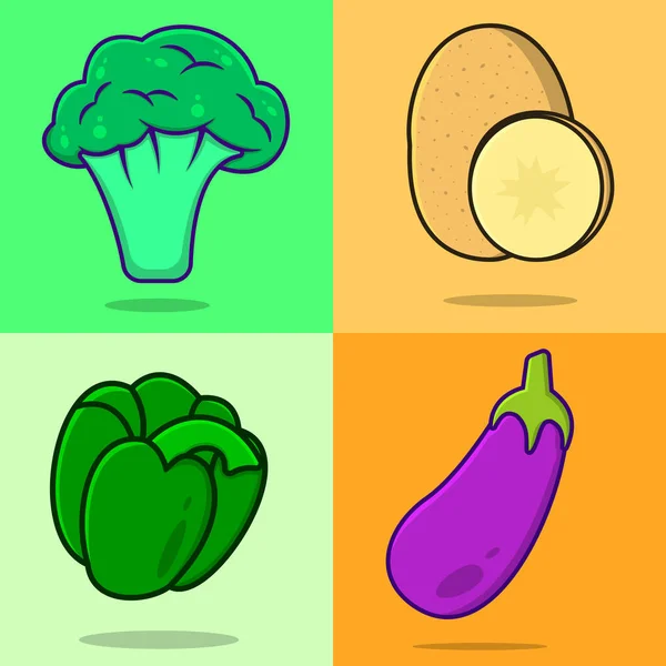 Fresh Garden Vegetables Set Vector Illustration Food Nature Icon Concept — Stock Vector