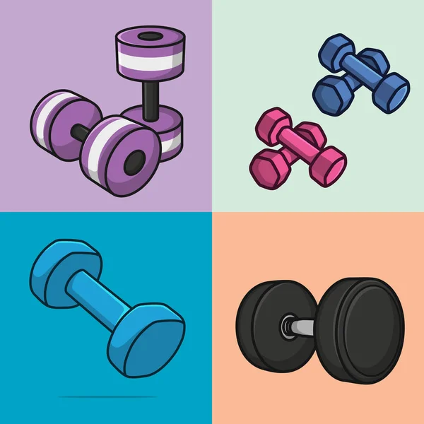 Conjunto Gym Fitness Elementos Vector Ilustración Gimnasio Concepto Icono Ejercicio — Vector de stock