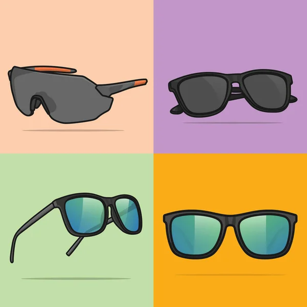Set Summer Shiny Sun Glasses Vector Illustration Summer Glasses Object — Stockvektor