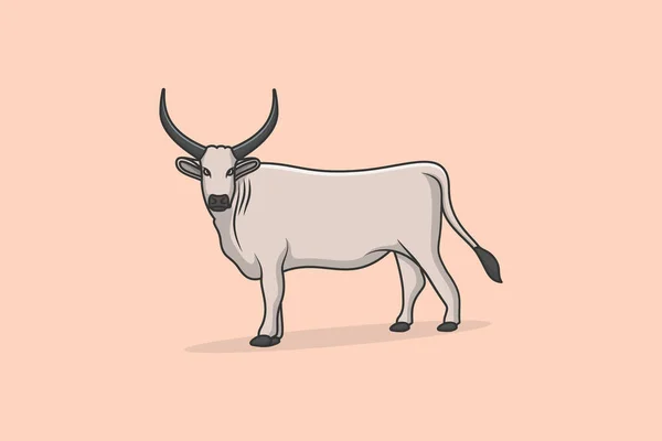 Farma Kráva Stojící Pozemní Vektorové Ilustraci Koncept Ikon Živočišné Přírody — Stockový vektor