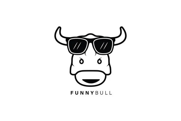 Bull Head Com Design Logotipo Vetor Óculos Conceito Ícone Natureza —  Vetores de Stock