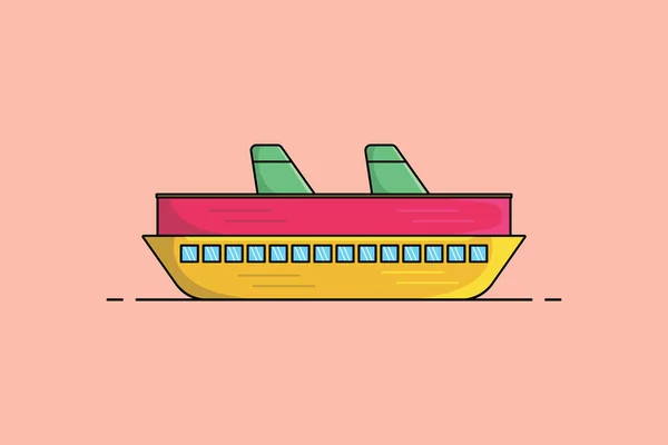 Cargo Ship Avec Conteneurs Illustration Vectorielle Objet Transport Maritime Icône — Image vectorielle