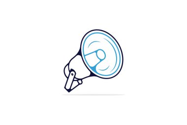 Megafon hoparlörü tasarım vektörü. Pazarlama zamanı konsept vektör tasarımı. Duyuru hoparlörü nesne tasarımı