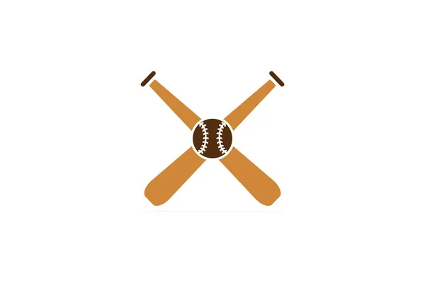 具有交叉符号向量标识设计的带有Sticks的篮球 运动物体图标概念 棒球运动标志图标 — 图库矢量图片