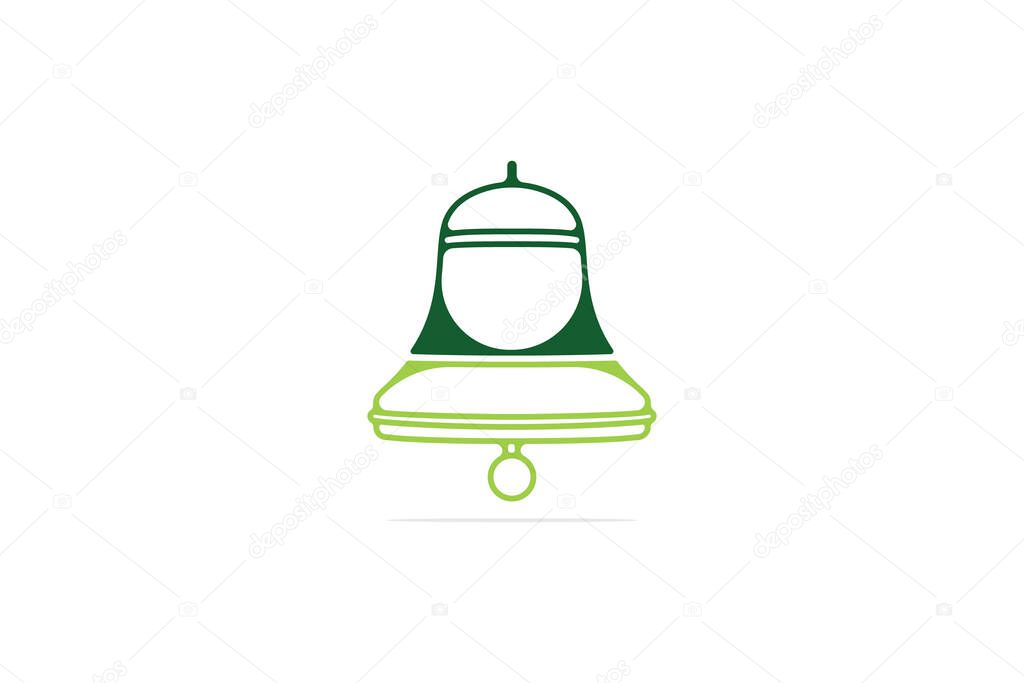 School Bell logo design vector illustration. Alert and alarm objects icon design concept. Bell Icon in trendy flat style logo.
