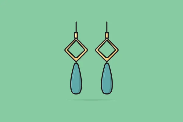 Snygg Blå Och Gul Färg Örhängen Smycken Vektor Illustration Skönhet — Stock vektor