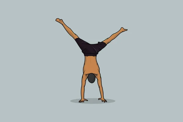 Deportes Joven Haciendo Yoga Ejercicios Fitness Ilustración Vectorial Concepto Icono — Vector de stock