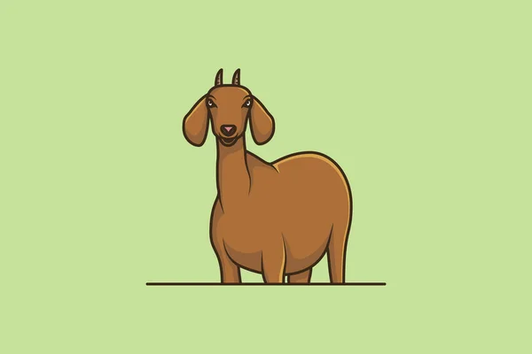 ヤギ動物ベクトルイラスト 動物のオブジェクトアイコンコン 動物のヤギ漫画のキャラクター ヤギのロゴのアイコン デザイン — ストックベクタ
