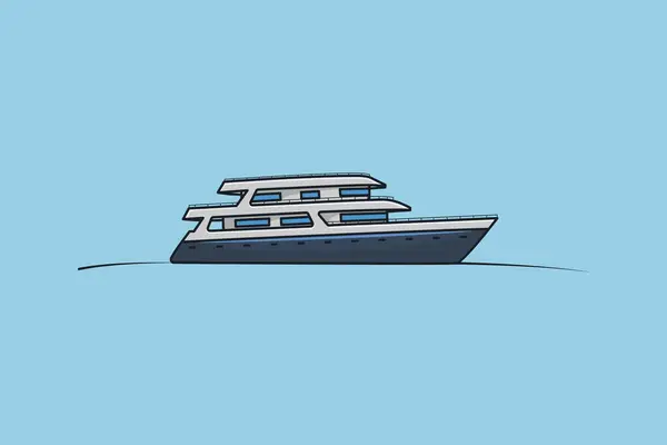 豪华船舶运输船舶矢量图解 海运物体图标概念 Ocean Transportation Ship Yacht Traveling Vector Design — 图库矢量图片