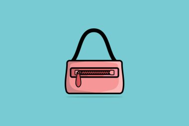 Kadın Moda Zarif Çantaları ve Çanta Vektör Resimleri. Güzellik modası nesneleri simgesi konsepti. Şık ve modaya uygun el çantası vektör tasarımı.