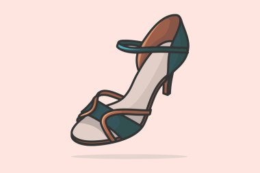 Kadın Moda Ayakkabısı Sandal çizimi. Güzellik modası nesneleri simgesi konsepti. Gölgeli modern tarz olay sandalet ayakkabı tasarımı.