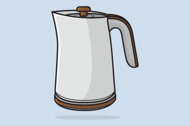 Güzel Beyaz Çay Çaydanlığı vektör çizimi. Mutfak içi nesne ikonu konsepti. Mavi arkaplan üzerinde kapalı kapak simgesi tasarımı olan kahvaltı çayı.