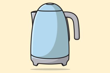 Uzun saplı vektör illüstrasyonlu güzel çaydanlık. Mutfak içi nesne ikonu konsepti. Gölgeli kapalı kapak simgesi tasarımı ile House Teapot.