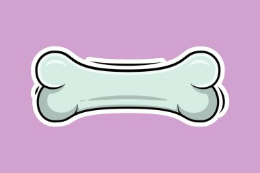 Köpek maması çizgi film çıkartması tasarım vektör çizimi. Hayvansal gıda ikonu tasarımı. Köpek kemiği etiket tasarımı simgesi logosu.