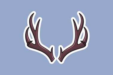 Güzel Geyik boynuzu vektör çizimi. Hayvan doğa ikonu konsepti. Vahşi yaşam geyik boynuzu çıkartması logosu. Gölgeli..