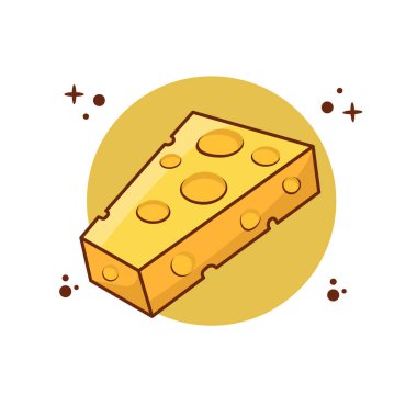Peynir Çizgi Filmi Vektör Simgesi Çizimi. Gıda Obje Simgesi İzole edilmiş Premium Vektörü. Düz Çizgi Film Biçimi