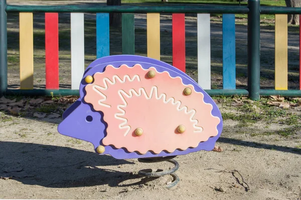 Rocker Swing Form Hedgehog Children Playground — Stock Photo, Image