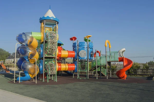 Mega Playground Colors Slides Passages Castle Shaped — Stock Photo, Image