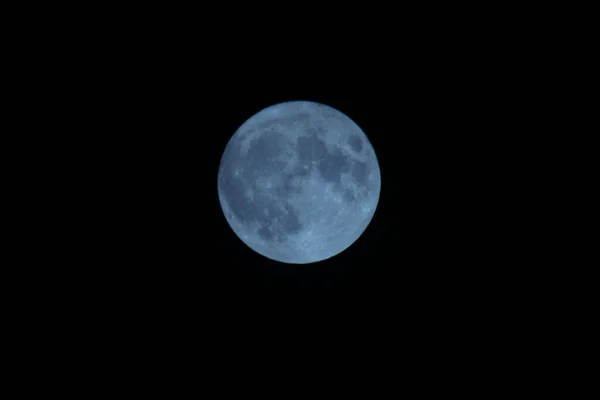 Niebieski Księżyc Sierpień 2023 Fotografia Wykonana Madrycie Hiszpania — Zdjęcie stockowe