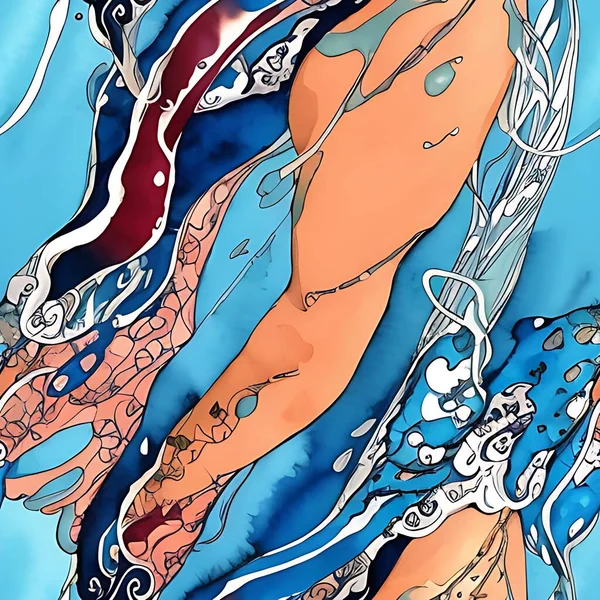 水着のためのシームレス水彩テキスタイルファッションパターン Camo — ストック写真