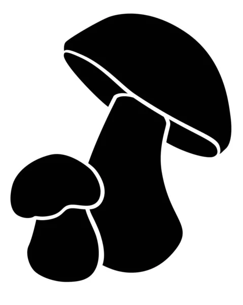 ボレトスEdulis ポルチーニの森キノコ ロゴやピクトグラムのための2つのキノコとベクトルシルエット画像 ああペニー ブン記号やアイコン用のキノコ — ストックベクタ