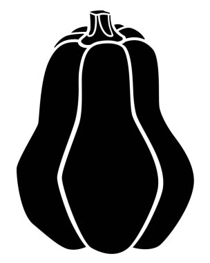 Balkabağı, Cadılar Bayramı için sonbahar meyvesi logo ya da piktogram için vektör siluet resmi. İşaret veya simge için sonbahar hasadının balkabağı sembolü