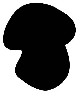 Küçük mantar Boletus edulis, bozuk para çöreği logo ya da piktogram için vektör siluet resmi. İşaret veya simge için Porcino mantarı